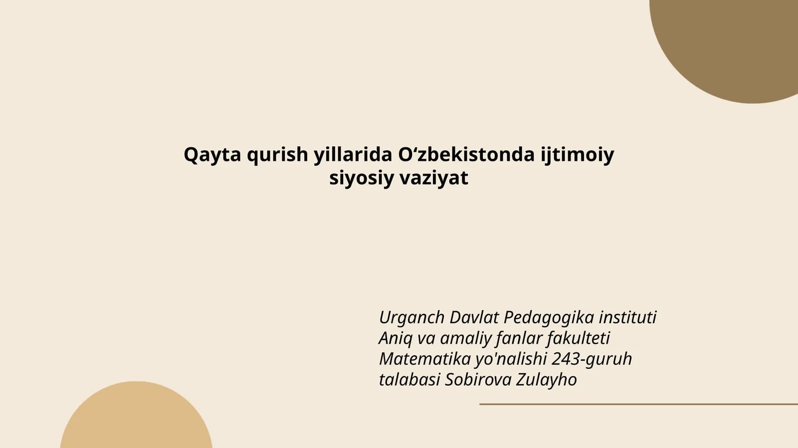 Qayta qurish yillarida Oʻzbekistonda ijtimoiy siyosiy vaziyat