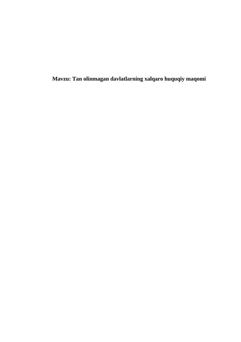 Tan olinmagan davlatlarning xalqaro huquqiy maqomi