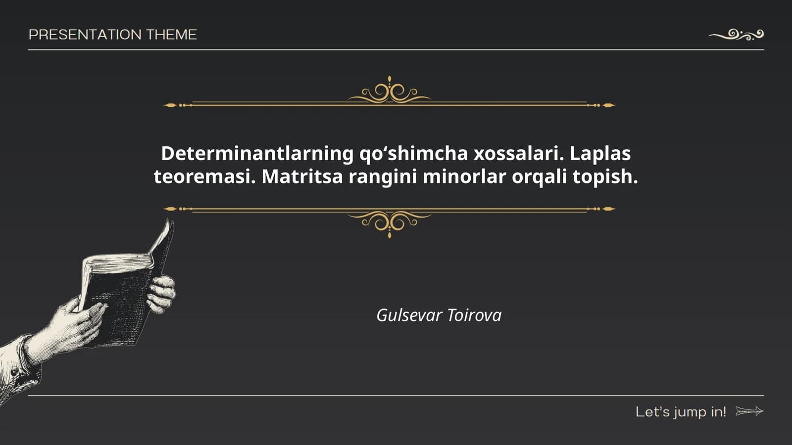 Determinantlarning qoʻshimcha xossalari