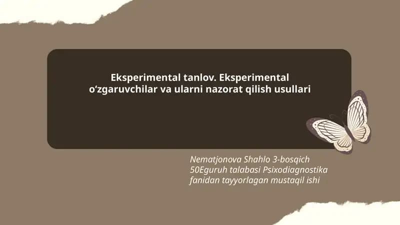 Psixodiagnostika fanidan tayyorlagan mustaqil ishi