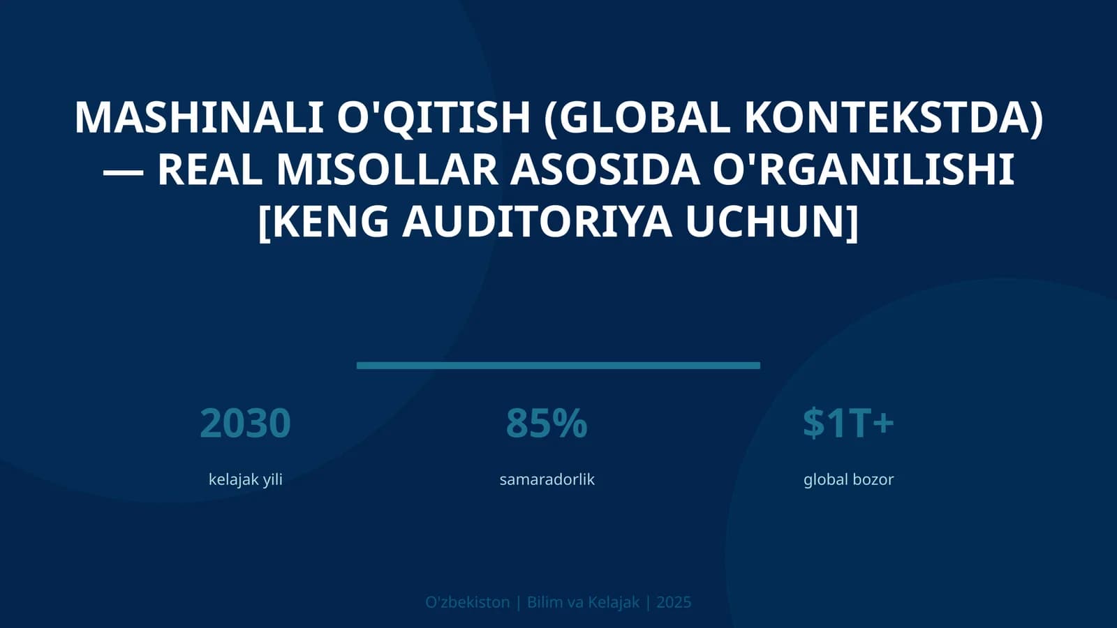 Mashinali o'qitish (global kontekstda) — REAL MISOLLAR ASOSIDA O'RGANILISHI [KENG AUDITORIYA UCHUN]
