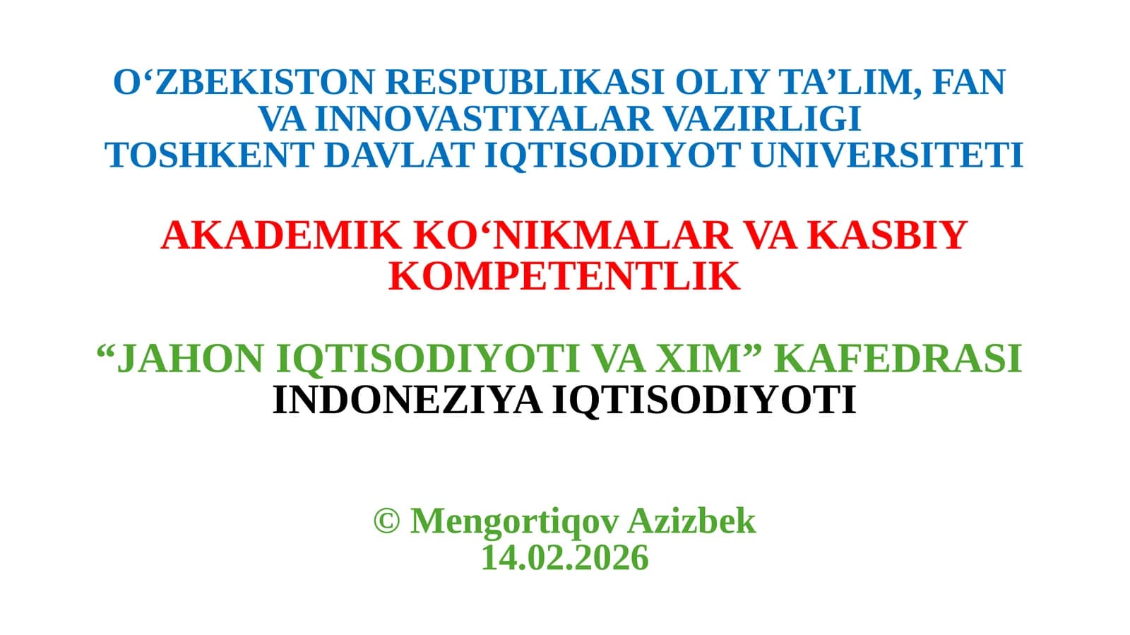 Indoneziya iqtisdoiyoti va emperik tahlili (OLS model)