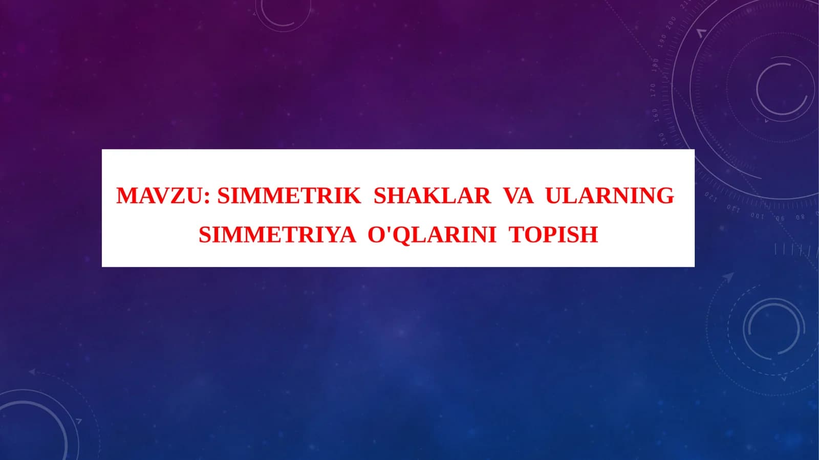 Simmetrik shaklar va ularning simmetriya o'qlarini topish
