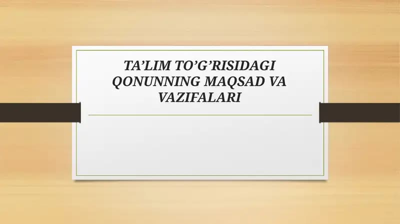TA’LIM TO’G’RISIDAGI QONUN