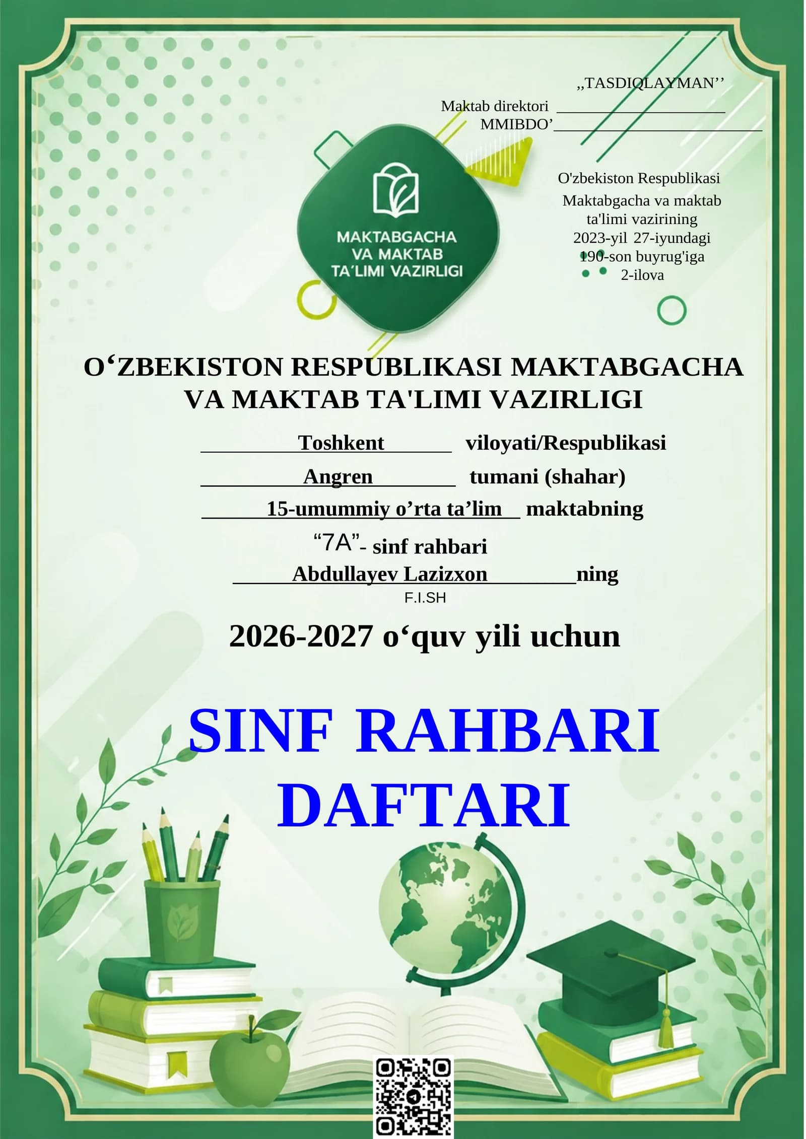 SINF O'QUVCHILARI HAQIDA UMUMIY MA'LUMOT
