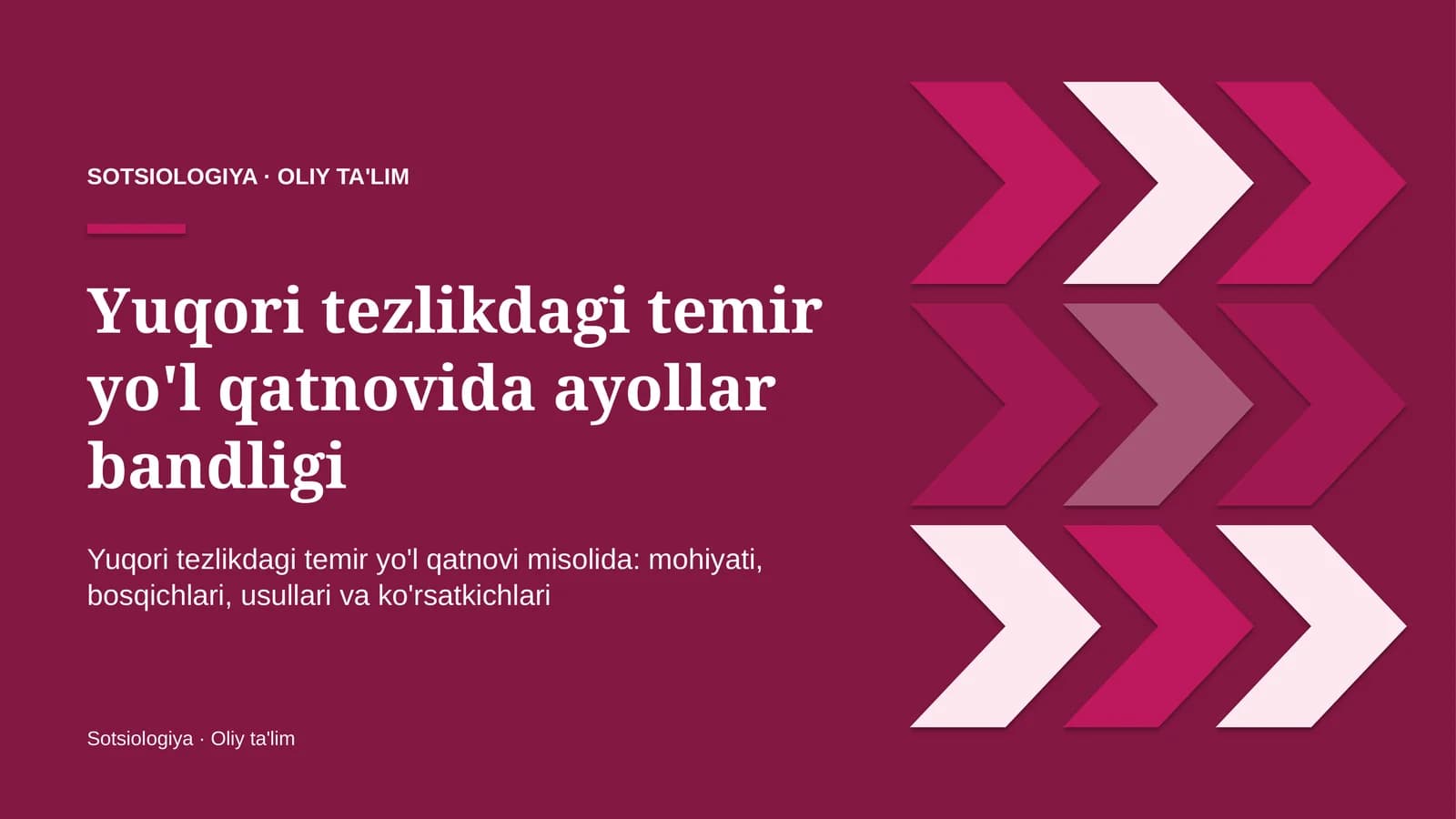 yuqori tezlikdagi temir yo'l qatnovida ayollar bandligi 6706