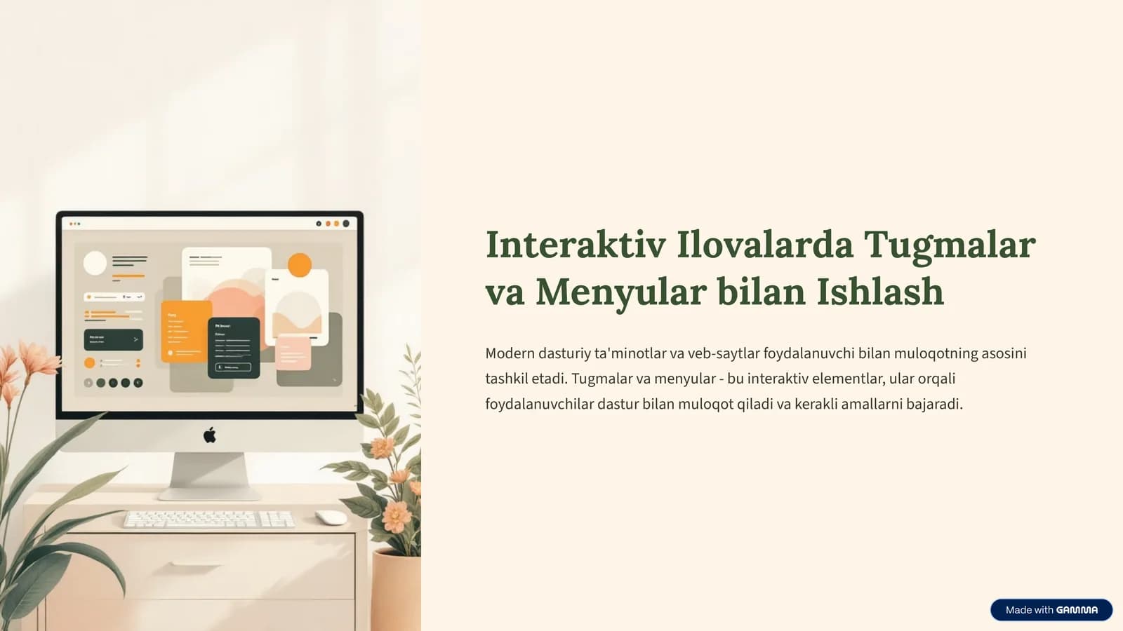 Tugmalar va Menyular