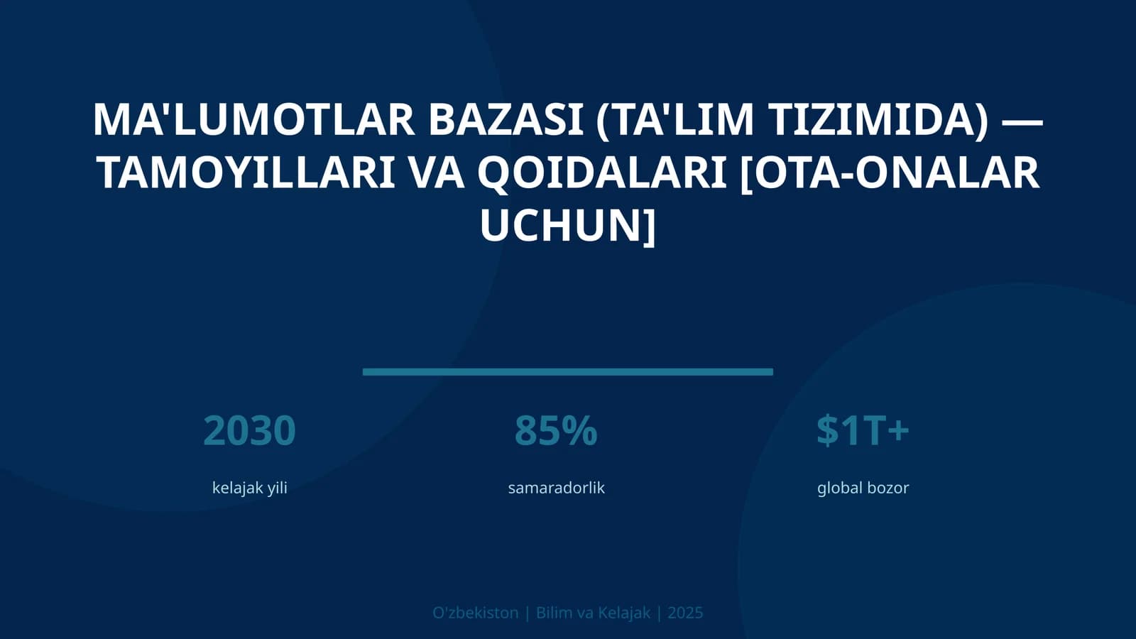 MA'LUMOTLAR BAZASI (TA'LIM TIZIMIDA) — TAMOYILLARI VA QOIDALARI [OTA-ONALAR UCHUN]