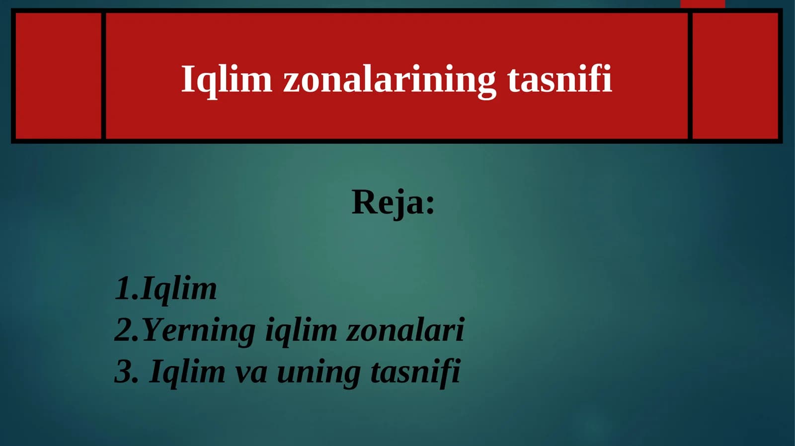 Iqlim zonalarining tasnifi