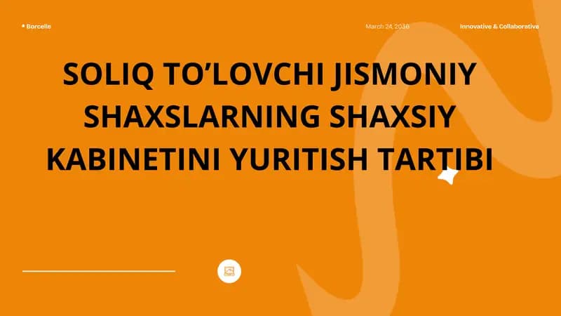 SOLIQ TO’LOVCHI JISMONIY SHAXSLARNING SHAXSIY KABINETINI YURITISH TARTIBI