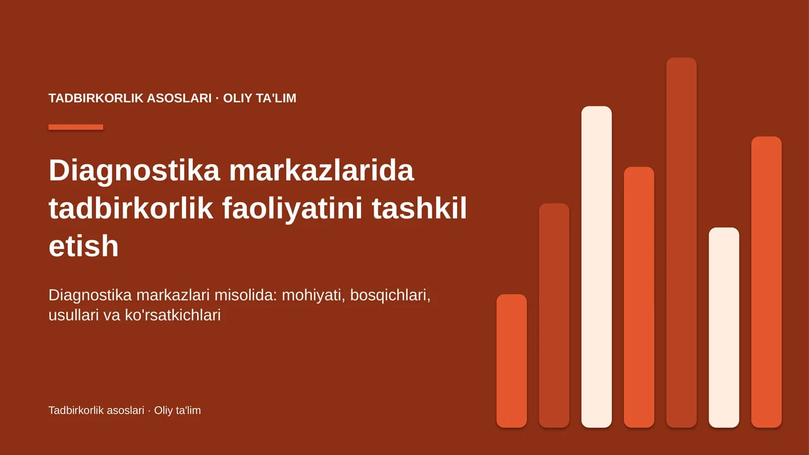 Diagnostika markazlarida tadbirkorlik faoliyatini tashkil etish