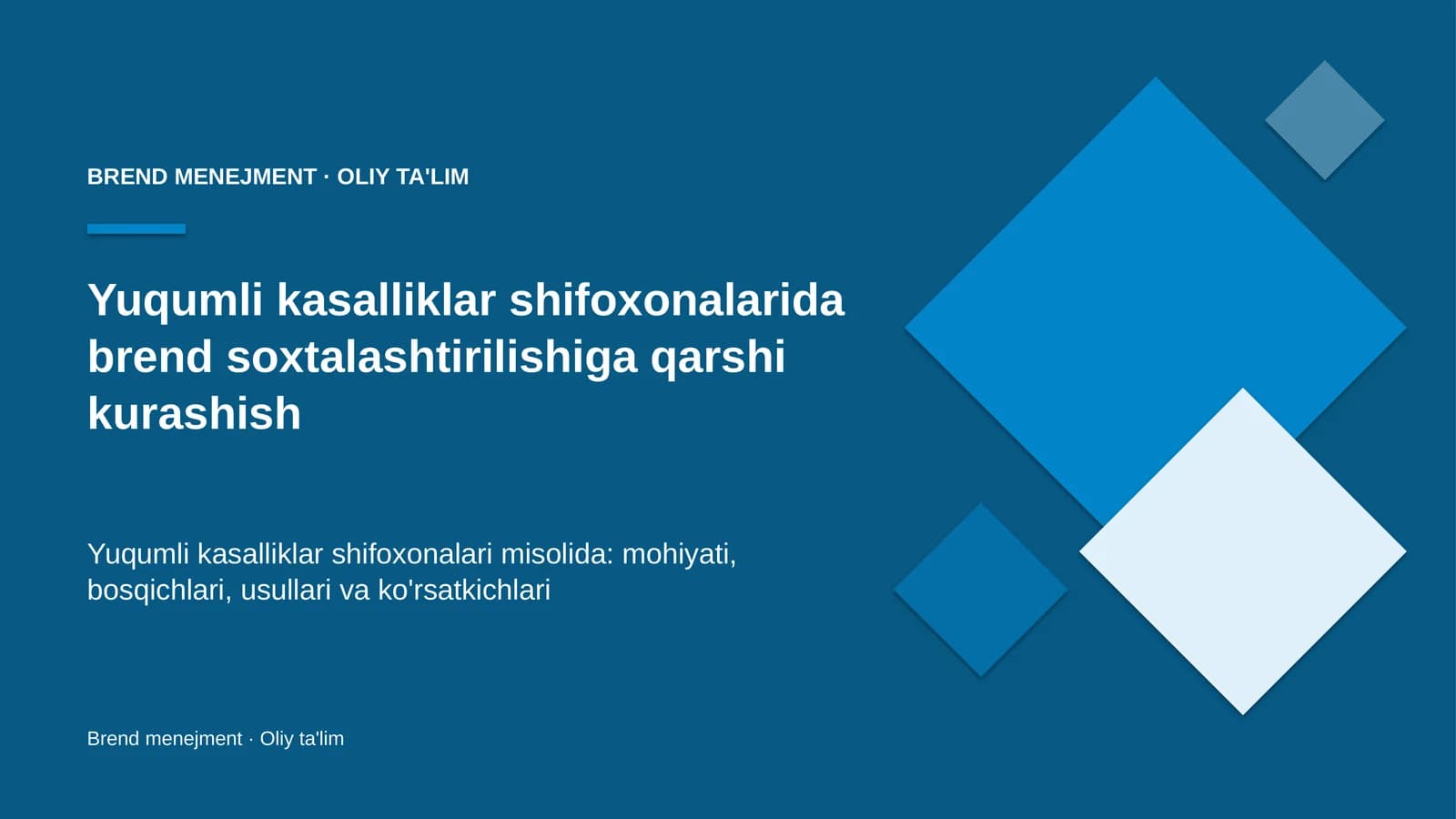 Yuqumli kasalliklar shifoxonalarida brend soxtalashtirilishiga qarshi kurashish