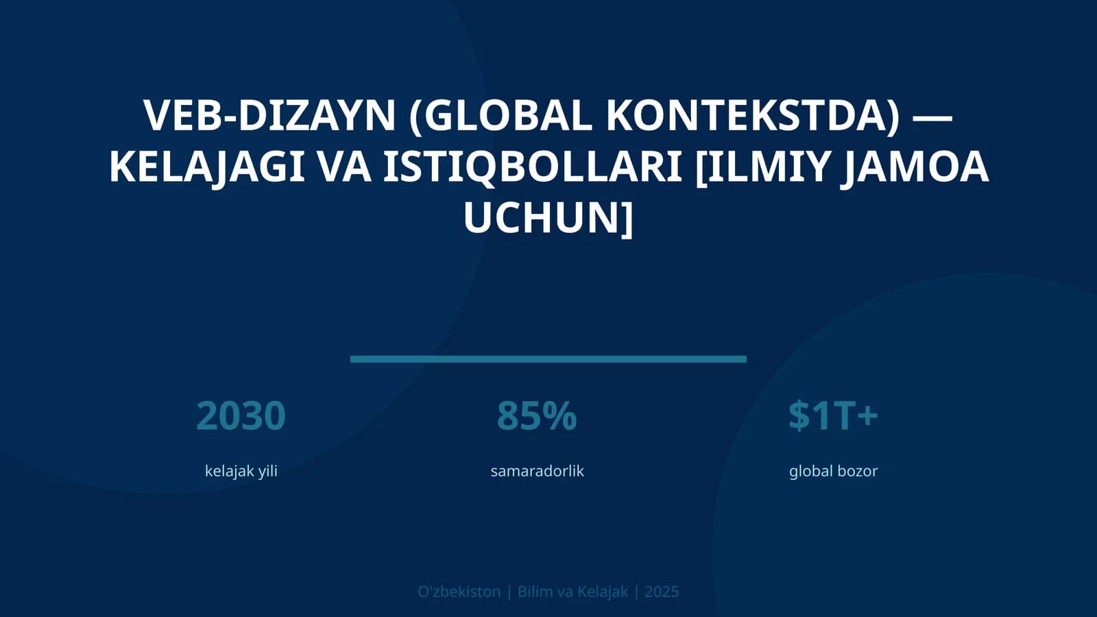 VEB-DIZAYN (GLOBAL KONTEKSTDA) — KELAJAGI VA ISTIQBOLLARI [ILMIY JAMOA UCHUN]