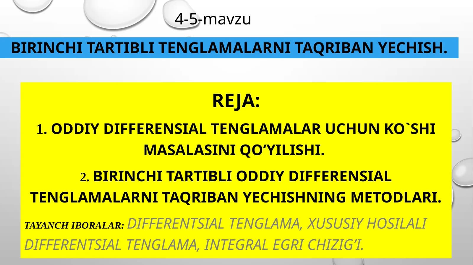 Birinchitartiblitenglamalarnitaqribanyechish