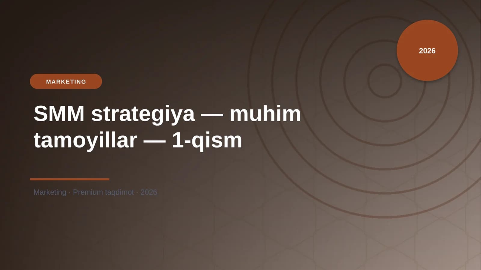 SMM strategiya — muhim tamoyillar — 1-qism