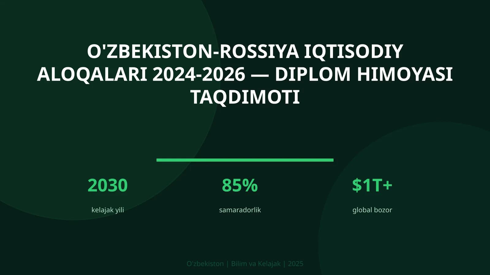 O'zbekiston-Rossiya iqtisodiy aloqalari 2024-2026 — diplom himoyasi taqdimoti