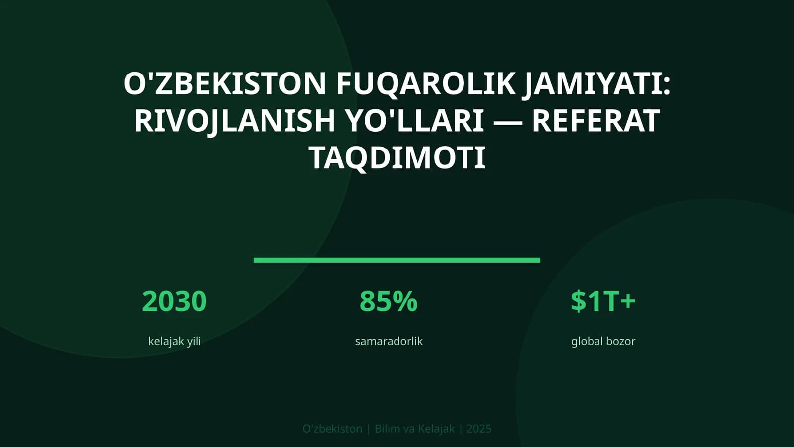 O'zbekiston fuqarolik jamiyati: rivojlanish yo'llari — referat taqdimoti