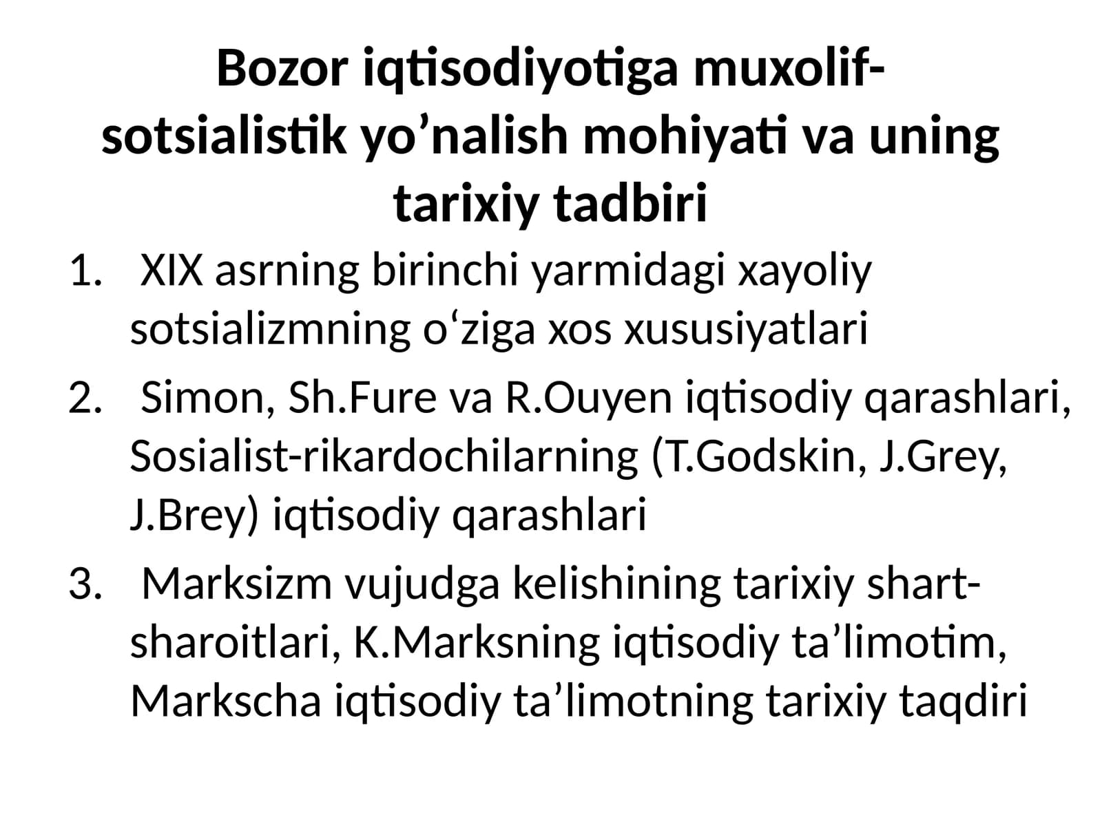 Bozori iqtisodiyotiga muxolif-sotsialistik yo'nalish mohiyati va uning tarixiytadbiri