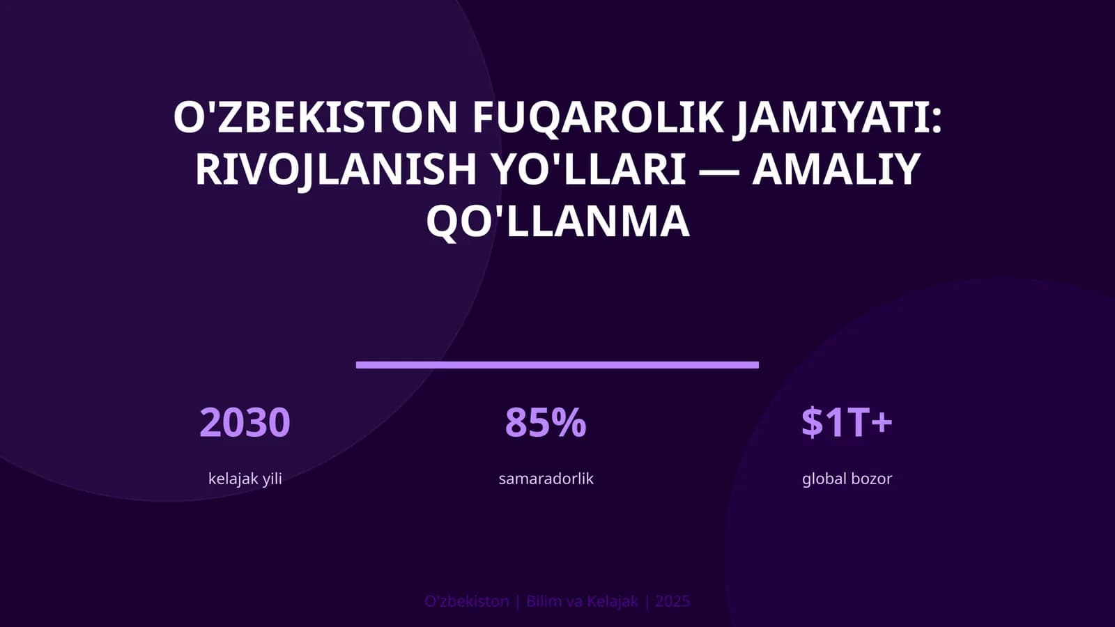 RIVOJLANISH YO'LLARI — AMALIY QO'LLANMA