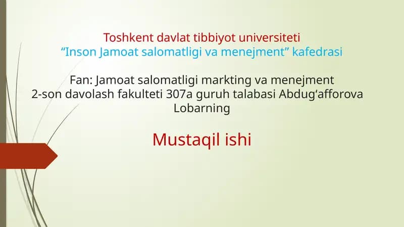 Statistik Tadqiqotlar natijalarini baholash