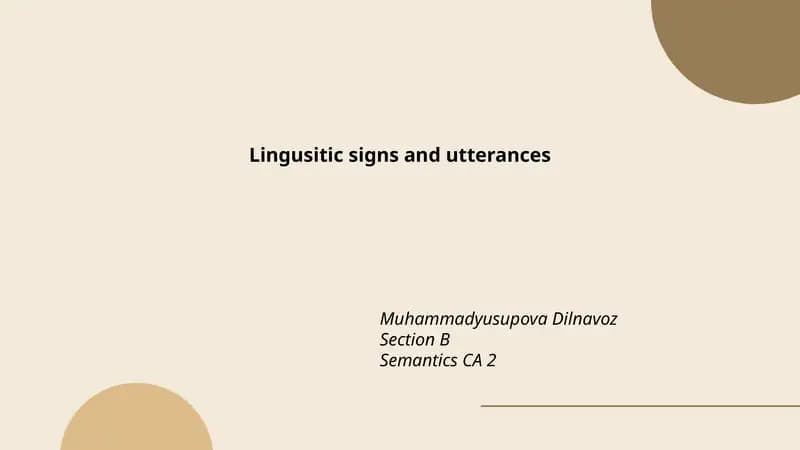 Lingusitic signs and utterances