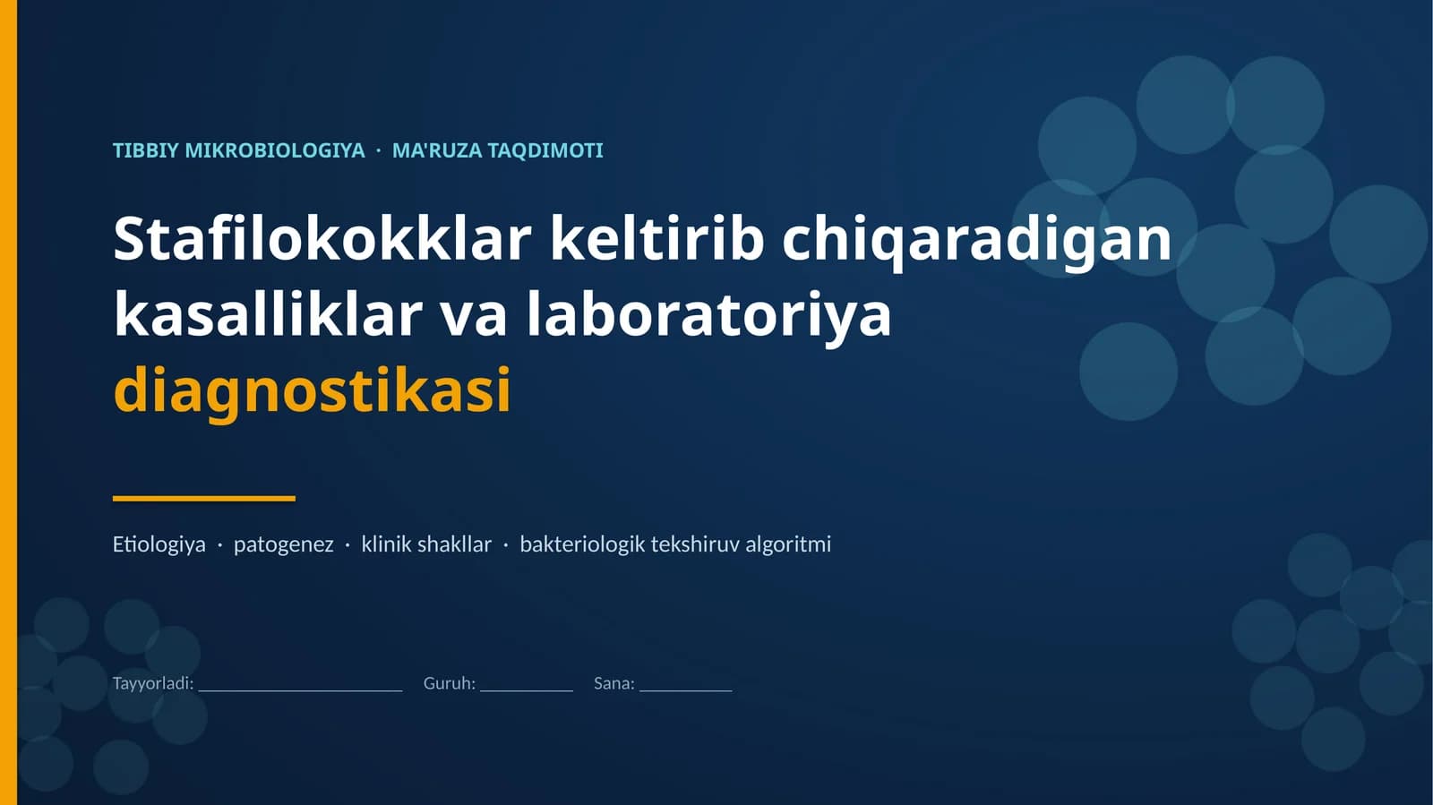 TIBBIY MIKROBIOLOGIYA · MA'RUZA TAQDIMOTI