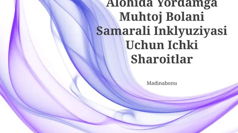 Alohida Yordamga Muhtoj Bolani Samarali Inklyuziyasi Uchun Ichki Sharoitlar