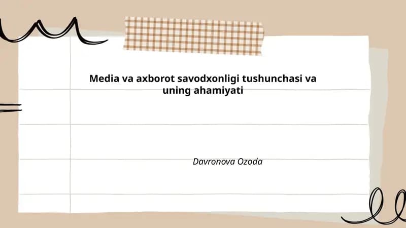 Media va axborot savodxonligi tushunchasi va uning ahamiyati