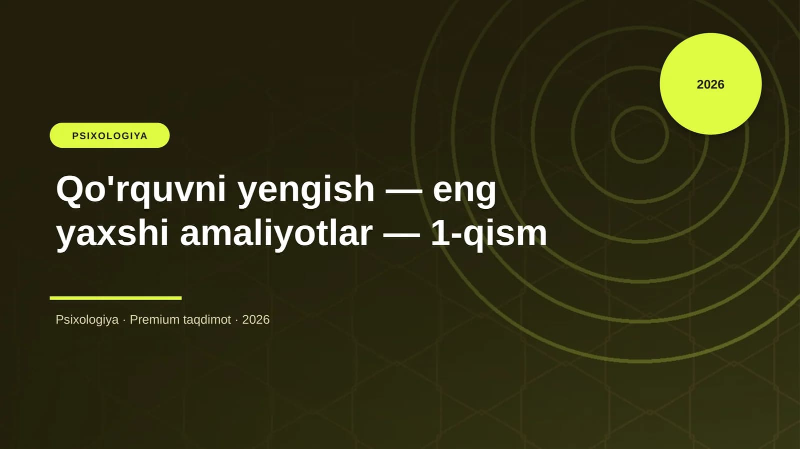 Qo'rquvni yengish — eng yaxshi amaliyotlar — 1-qism