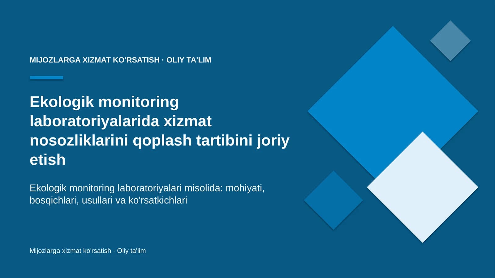 ekologik monitoring laboratoriyalarida xizmat nosozliklarini qoplash tartibini joriy etish 9554