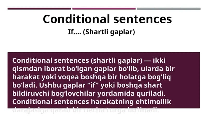 Conditional sentences (if shartli gaplar)