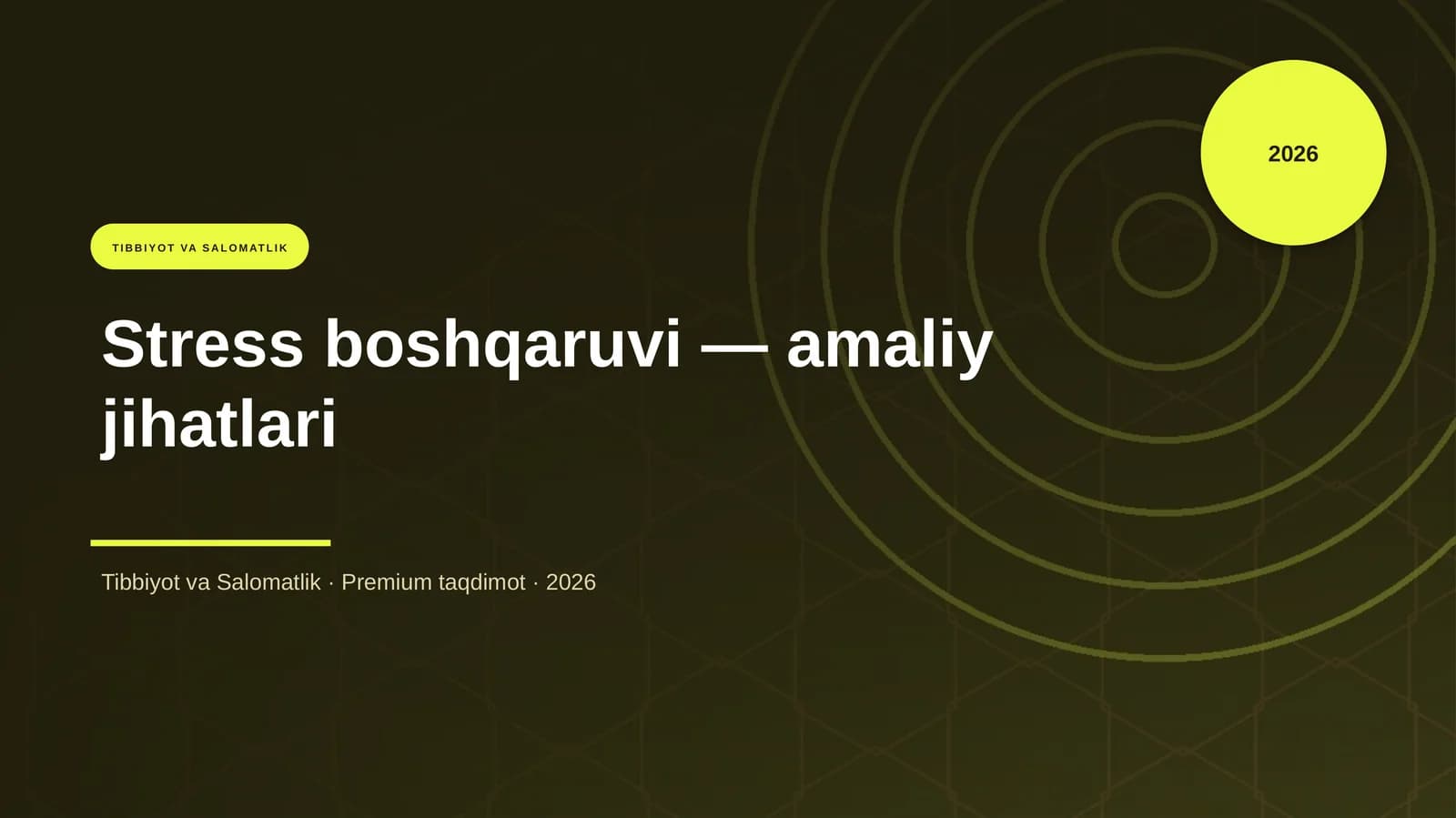 Stress boshqaruvi — amaliy jihatlari