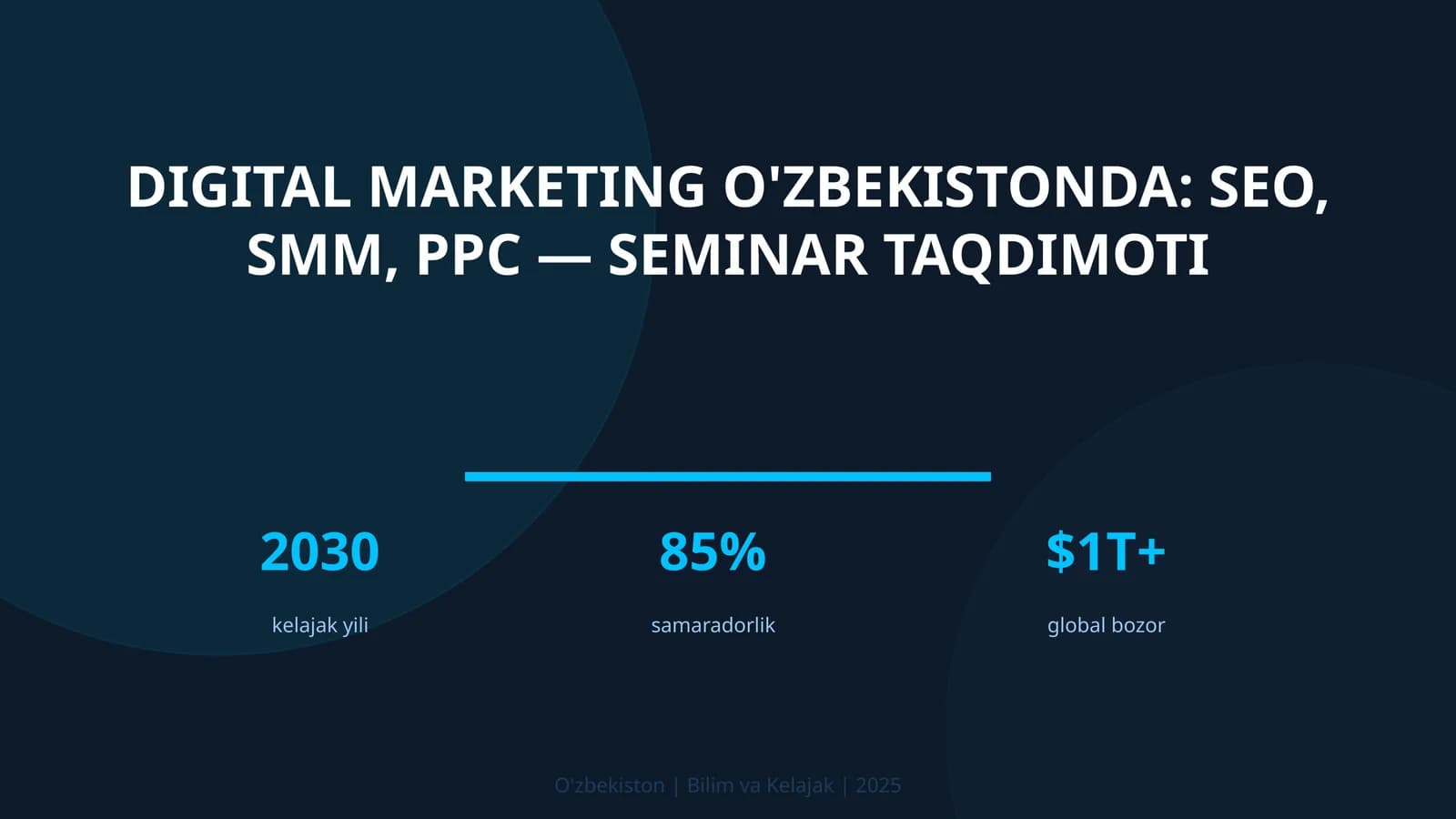 Digital marketing O'zbekistonda: SEO, SMM, PPC — seminar taqdimoti