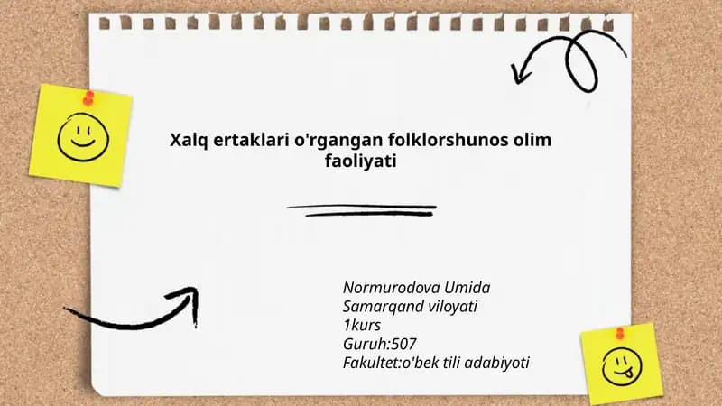Xalq ertaklari o'rgangan folklorshunos olim faoliyati