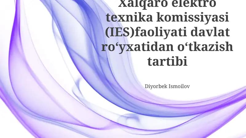 Xalqaro elektro texnika komissiyasi (IES) faoliyati