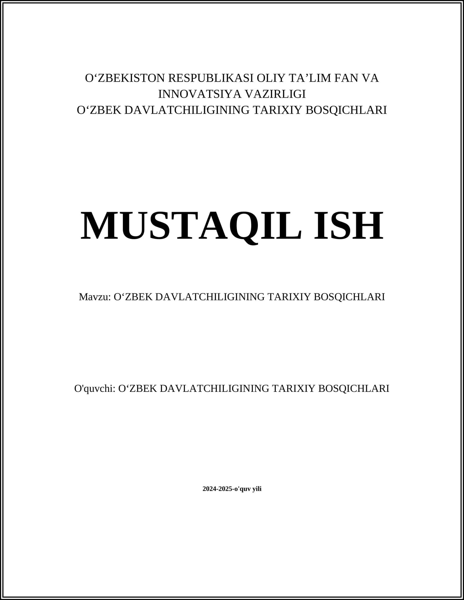 O‘zbek Davlatchiliginin Tarixiy Bosqichlari