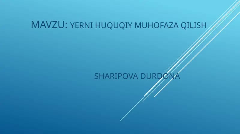 YERNI HUQUQIYMUHOFAZA QILISH