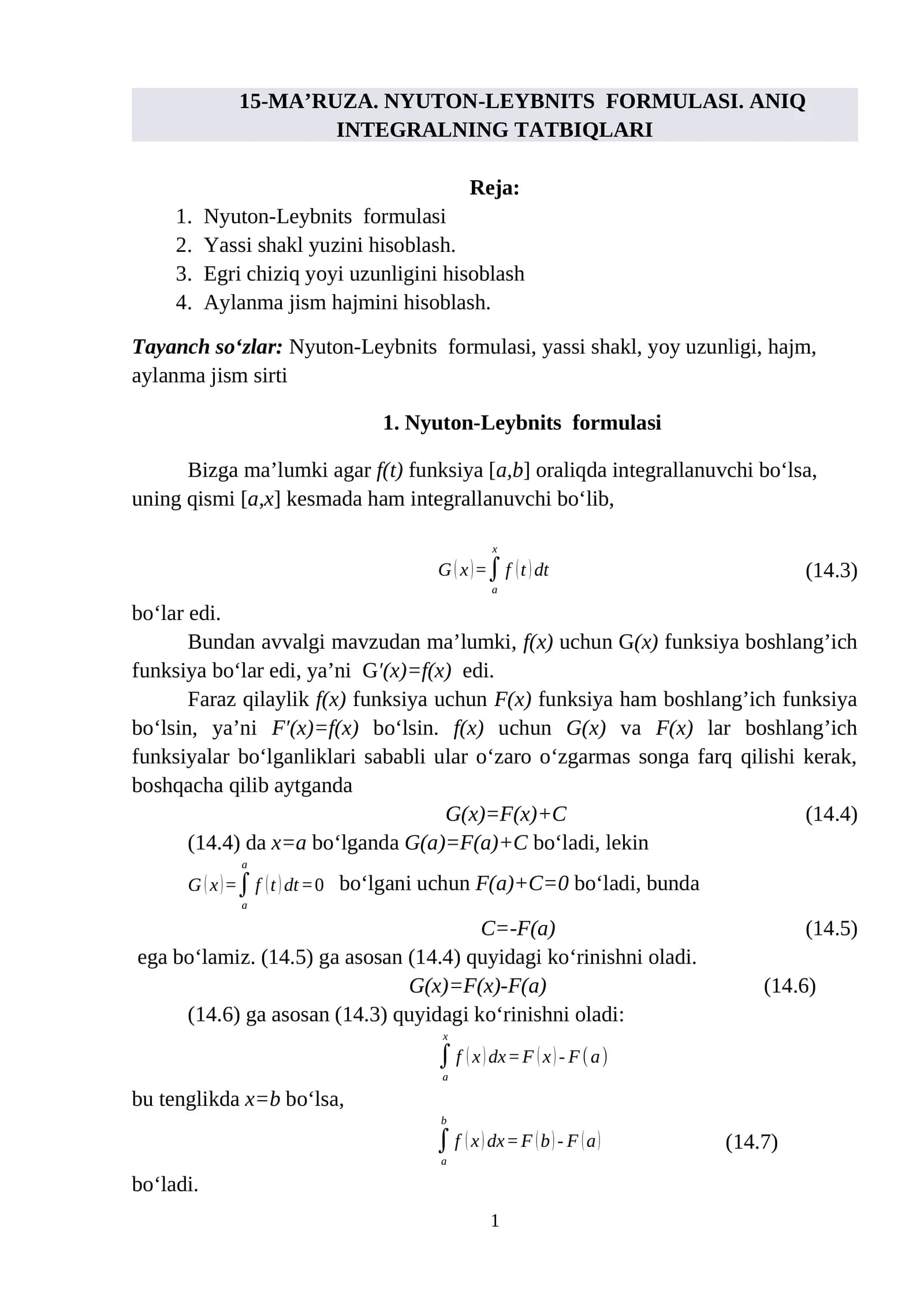 Nyuton-Leybnits formulasi