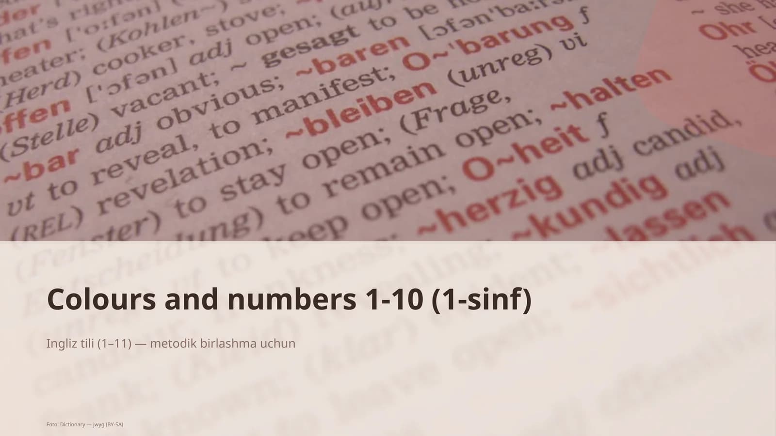 Colours and numbers 1-10 (1-sinf)
