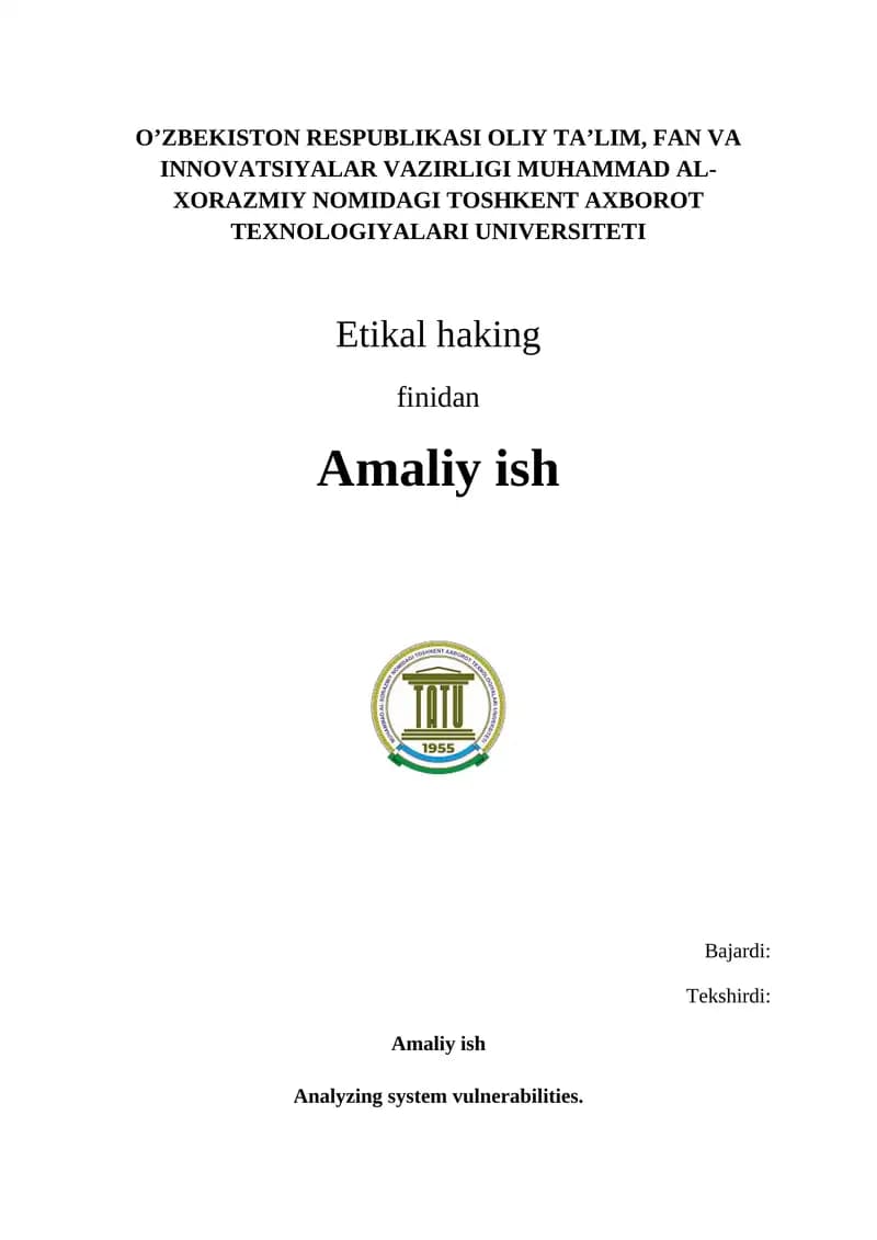 Nmap dasturlari yordamida tizimlardagi zaifliklarni tahlil qilish | MAC YORDAMIDA!!!