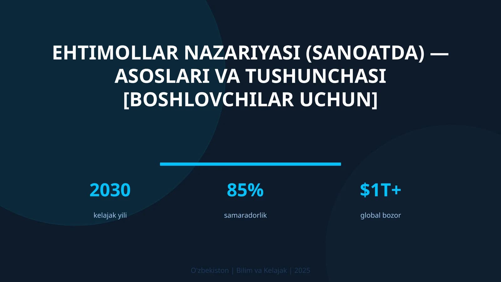 Ehtimollar nazariyasi (sanoatda) — asoslari va tushunchasi [boshlovchilar uchun]