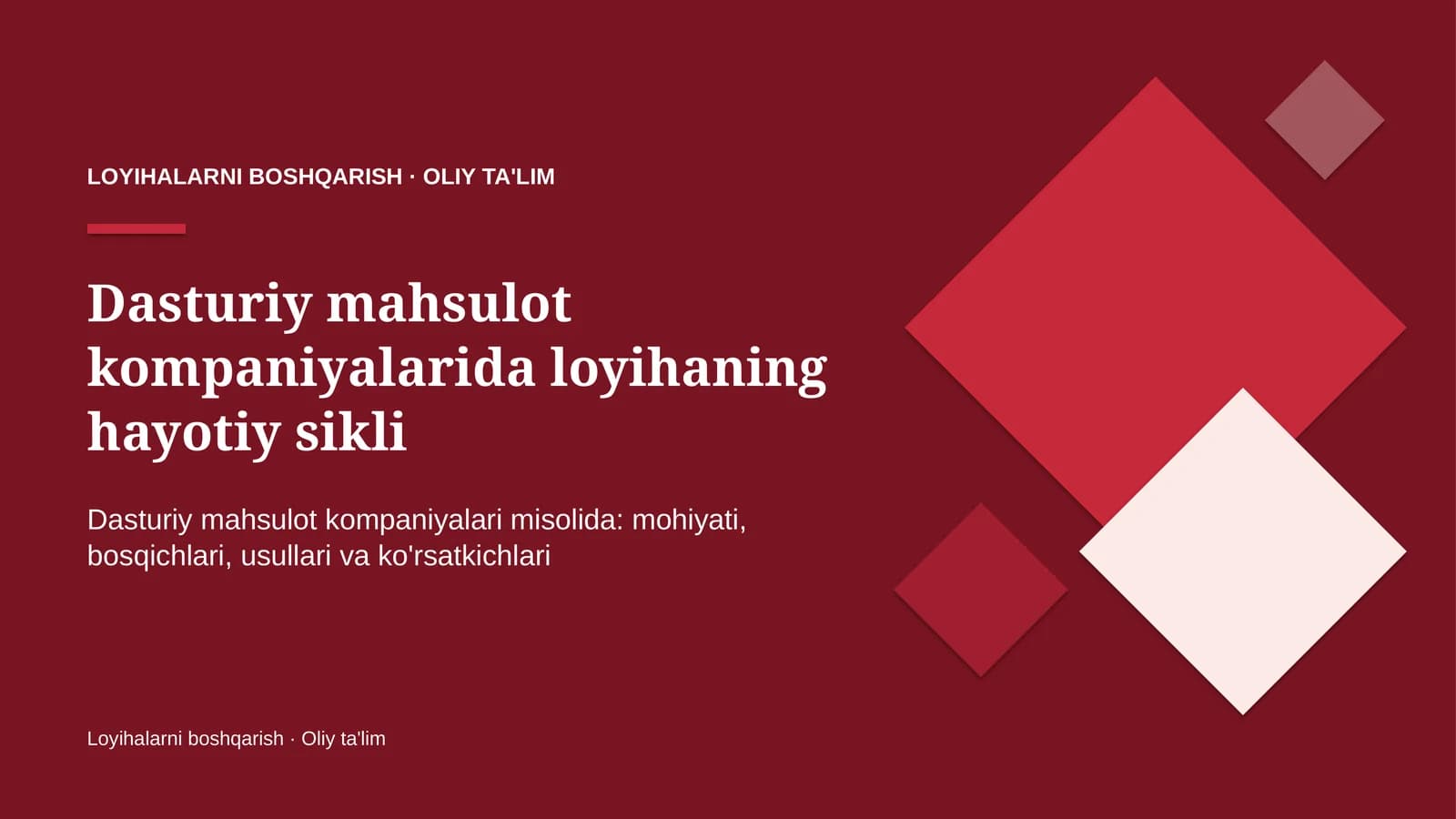 dasturiy mahsulot kompaniyalarida loyihaning hayotiy sikli 3977