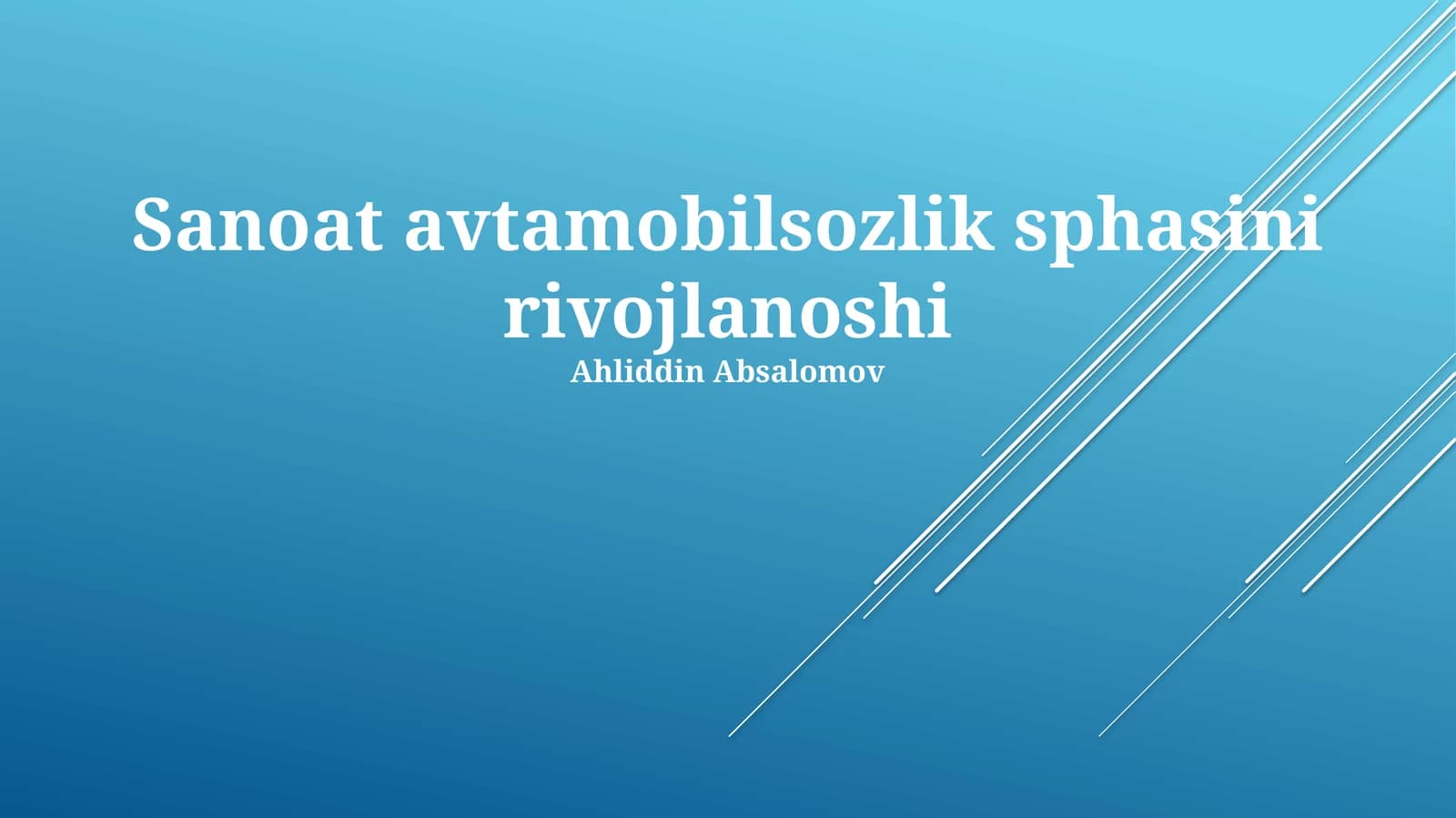 Sanoat avtomobilsozlik sphasini rivojlanoshi