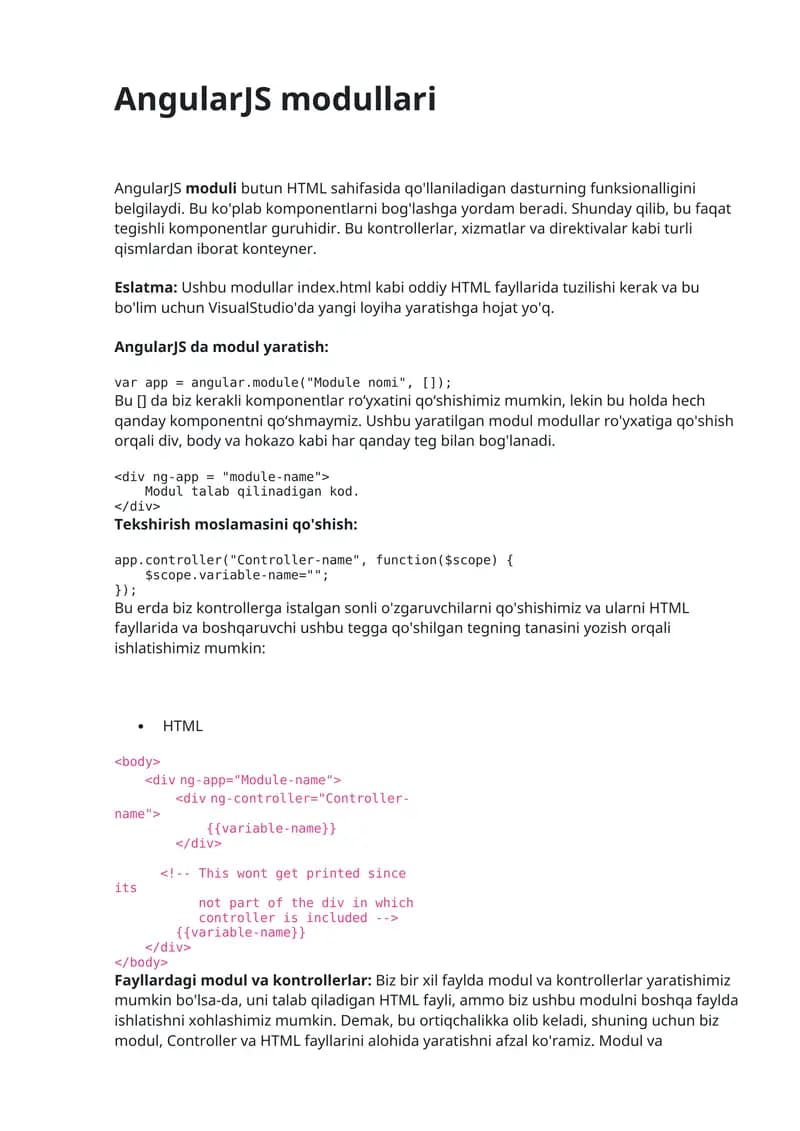 AngularJS modullari