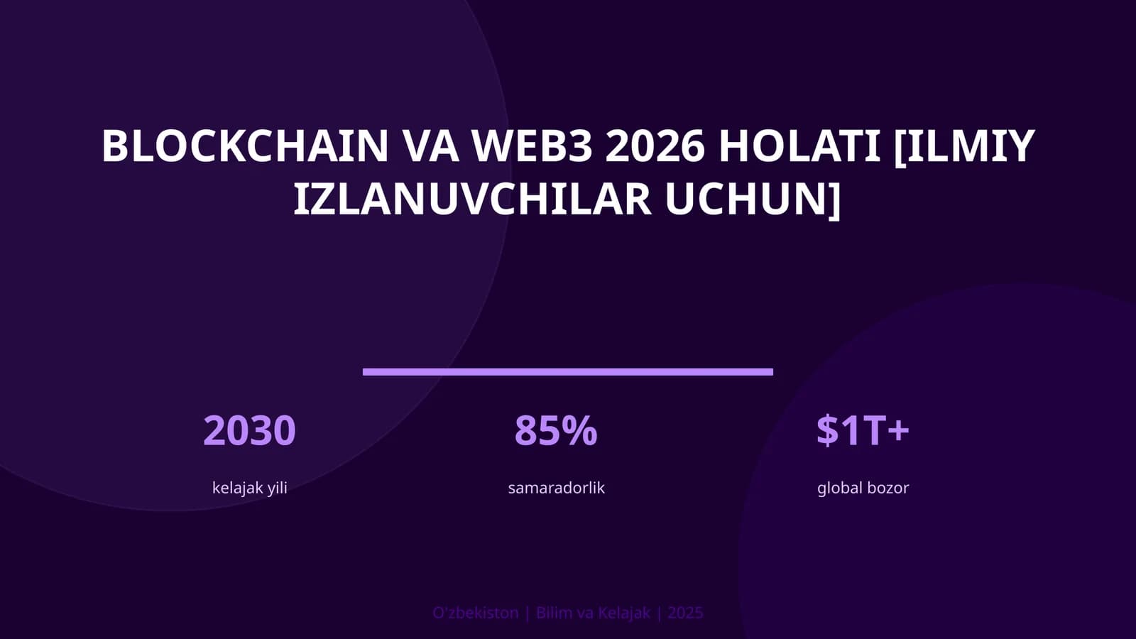 Blockchain va Web3 2026 holati [ilmiy izlanuvchilar uchun]
