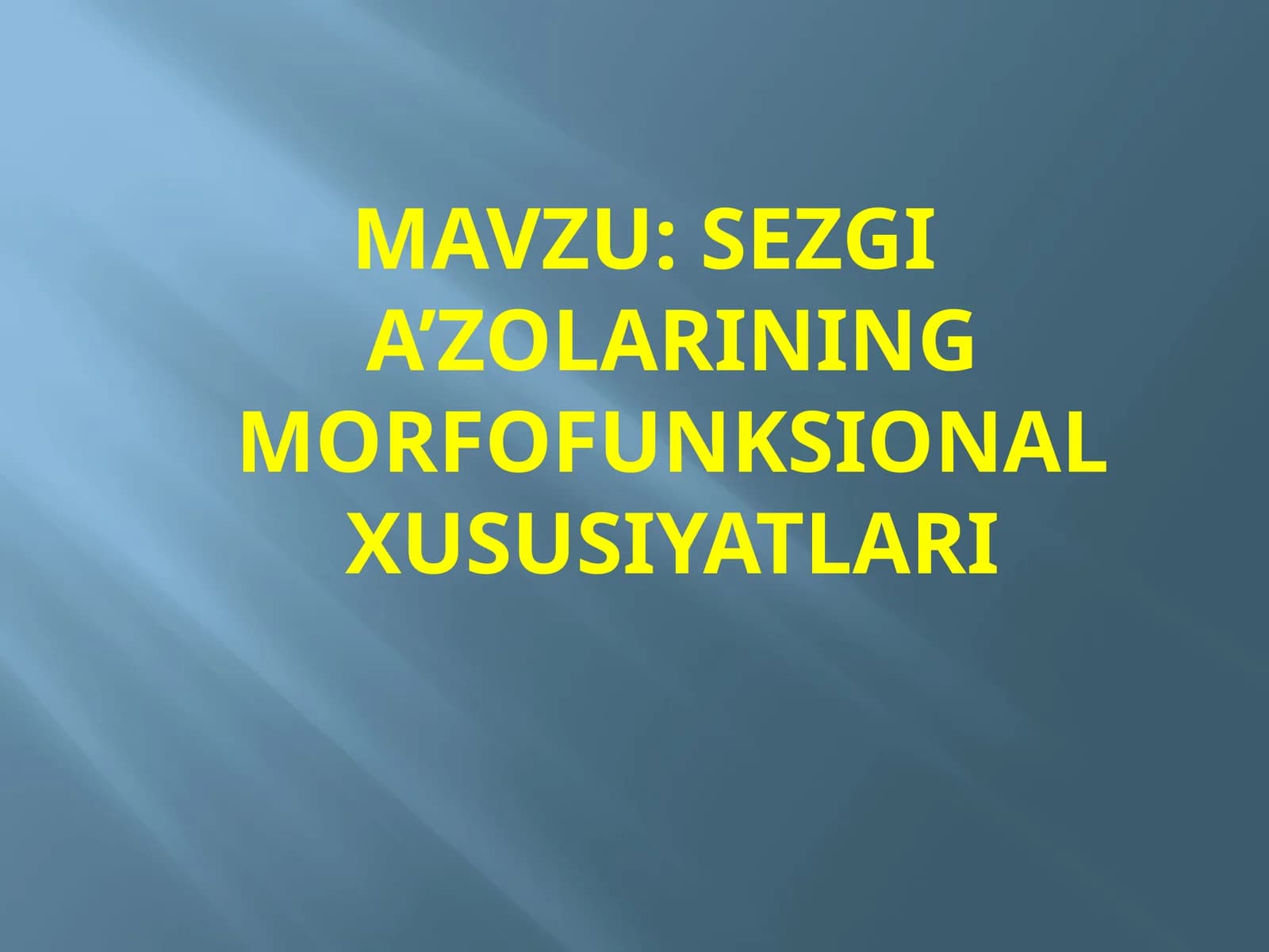 SEZGI A’ZOLARINING MORFOFUNKSIONAL XUSUSIYATLARI