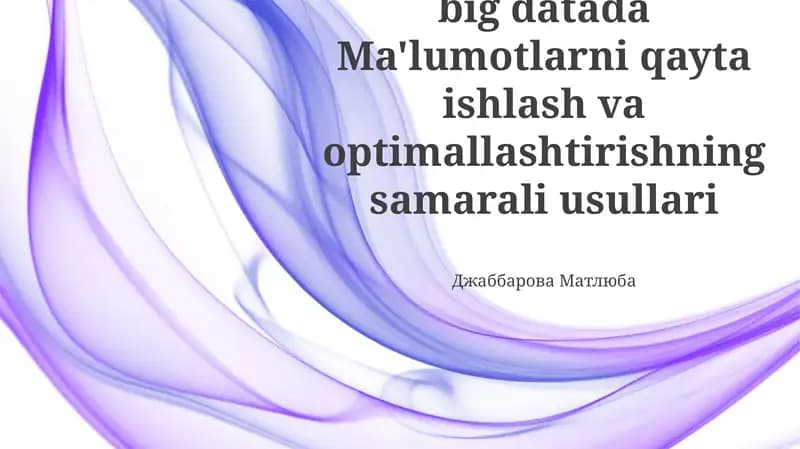 Ma'lumotlarni optimallashtirish usullari