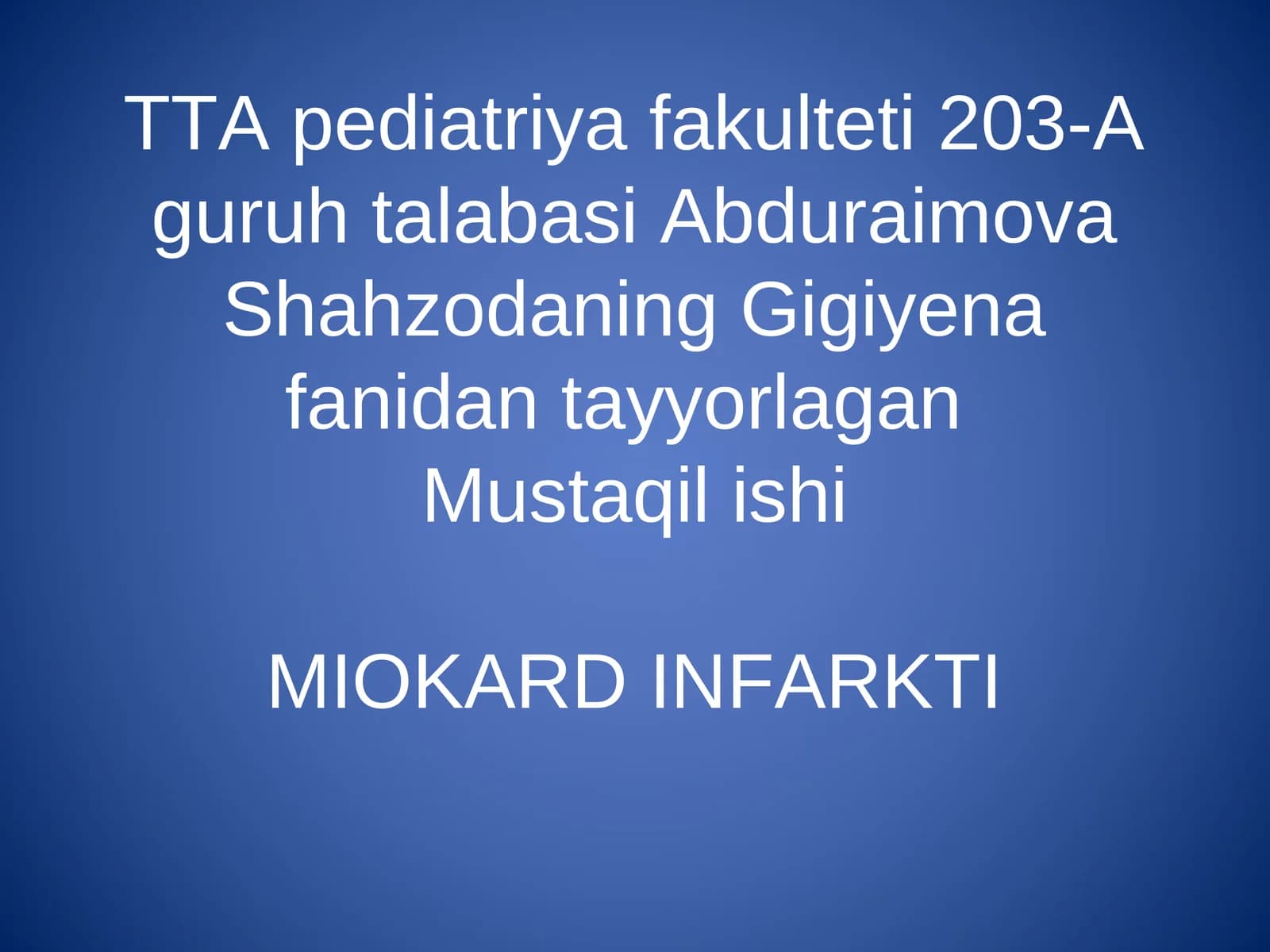 Miokard infarkti YIK