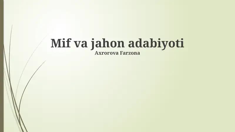 Mif va jahon adabiyoti