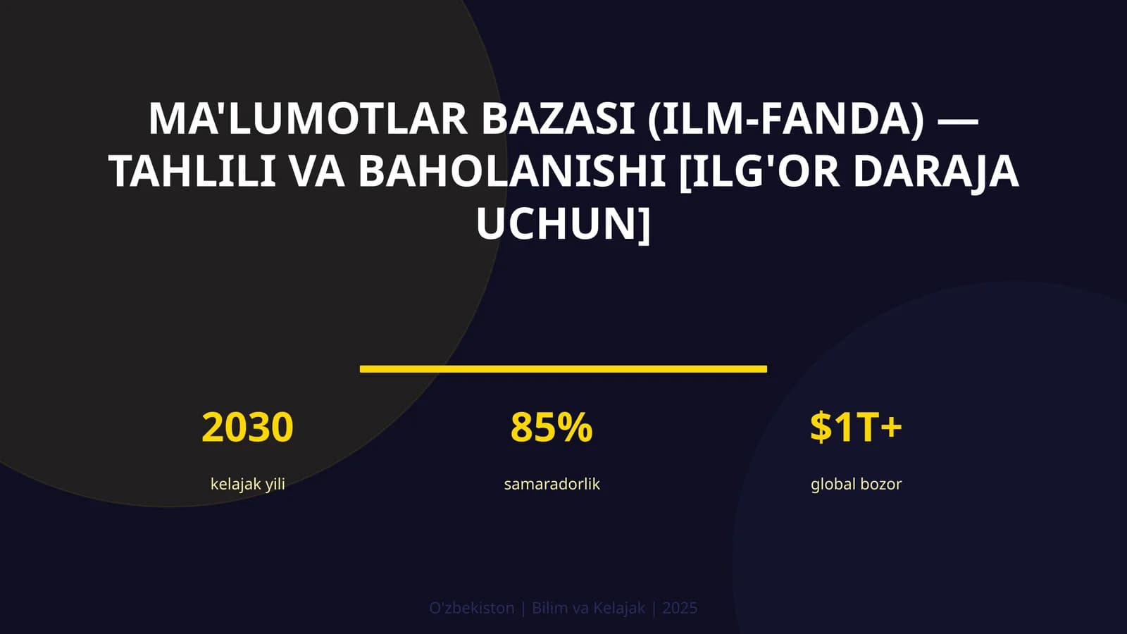 Ma'lumotlar bazasi (ilm-fanda) — tahlili va baholanishi [ilg'or daraja uchun]